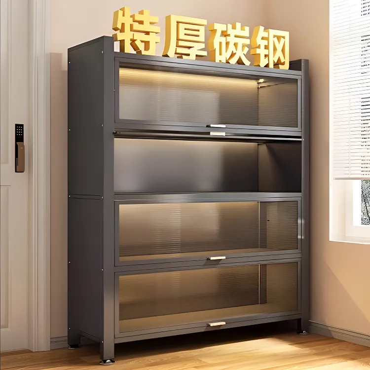 厨房收纳置物架落地多层家用收纳柜子多功能碗柜橱柜微波炉储物柜