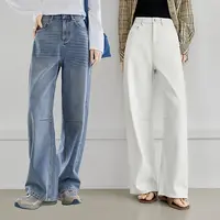 【对白】D01对白阔腿牛仔裤女休闲直筒长裤FDU063