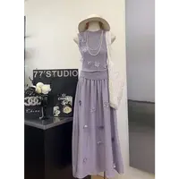 【紫丁香】高级感立体花瓣背心高腰半身裙两件套套装-3835-1