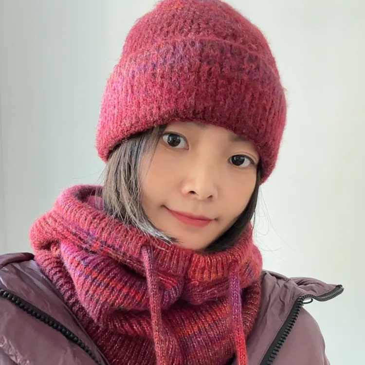 保暖2件套~帽子围脖一体冬季保暖针织帽系带防风老人加厚防寒时尚