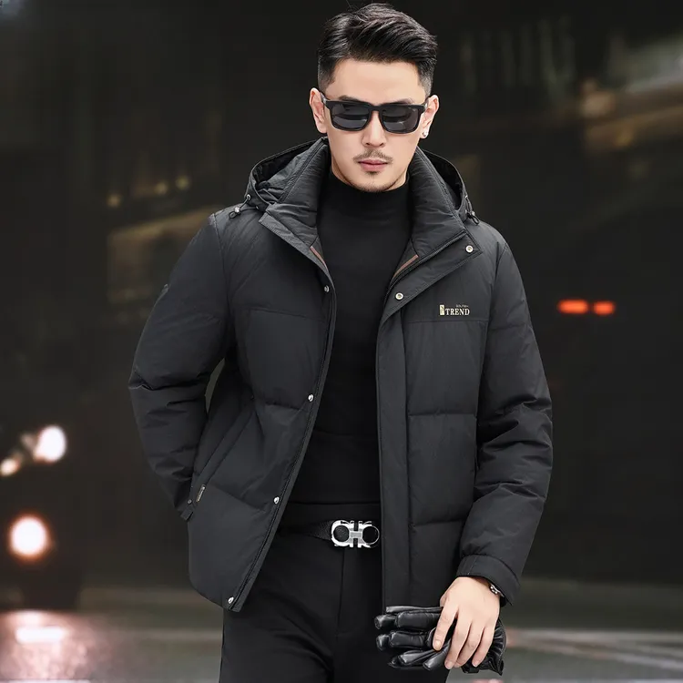 冬季男士羽绒服短款加厚2025新款冬装高端时尚休闲保暖连帽外套潮