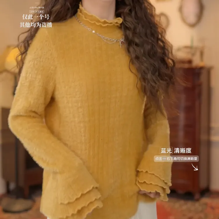 【春山如笑​​】秋冬新港风复古针织休闲内搭女宽松上衣LK2508212