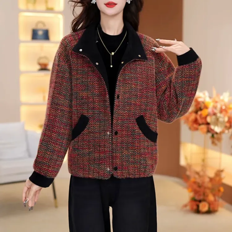 秋冬新款优雅气质女装时尚休闲洋气短外套上衣