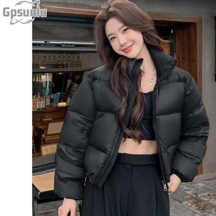 gpsunlu黑色羽绒服女短款小个子冬季新款加厚超好看白鸭绒面包服