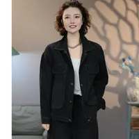 8921黑#2025秋季新款水洗牛仔外套百搭上衣显瘦牛仔夹克潮流