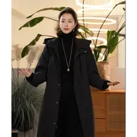 Y【叭哒不惑】鹅绒立领连帽长款羽绒服女时尚休闲百搭外套