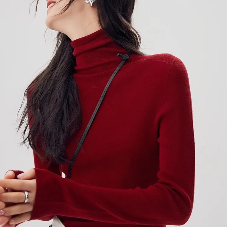 高领羊毛打底衫女秋冬新款软糯气质内搭上衣修身百搭洋气针织长袖