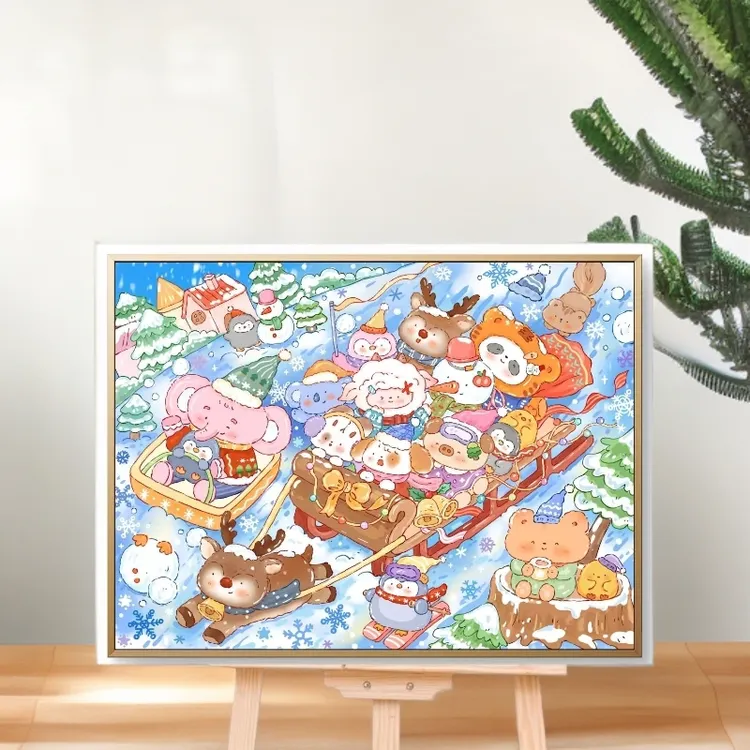 【新疆长绒棉】织画定制&雪橇之旅十字绣大格四股 110x85厘米83个色