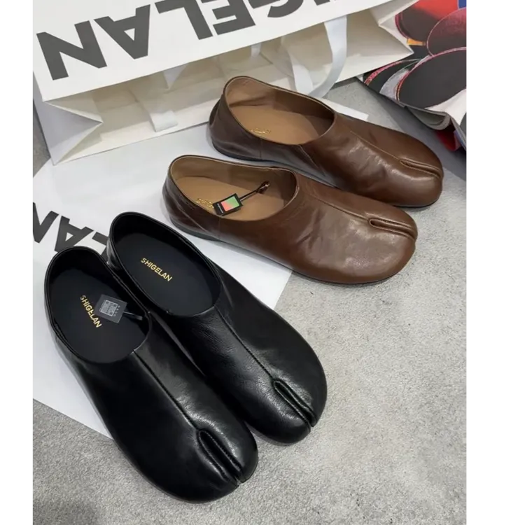 诗歌兰女鞋时尚英伦风分趾鞋单鞋一脚蹬复古
