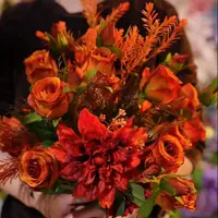 (大美拉德)焦糖玫瑰花 三头玫瑰花 客厅玄关花美式复古假花仿真花