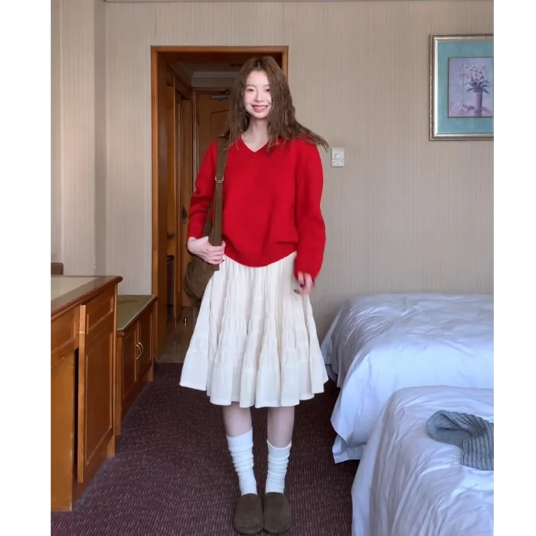 超火一整套2026秋冬新款时尚甜美慵懒风洋气针织毛衣半身裙两件套