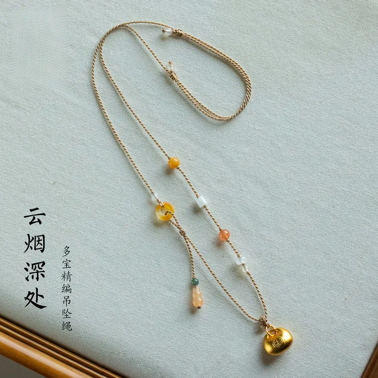 新中式小福禄多宝吊坠绳项链绳毛衣链细款吊坠绳女
