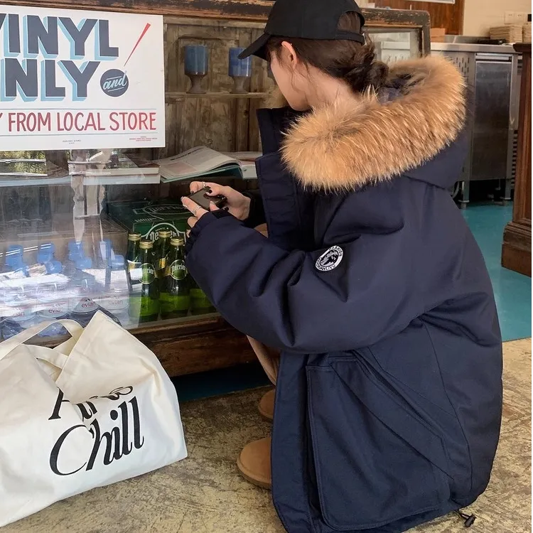 冬季羽绒服女款短款2025年新款派克服宽松连帽修身加厚工装外套冬