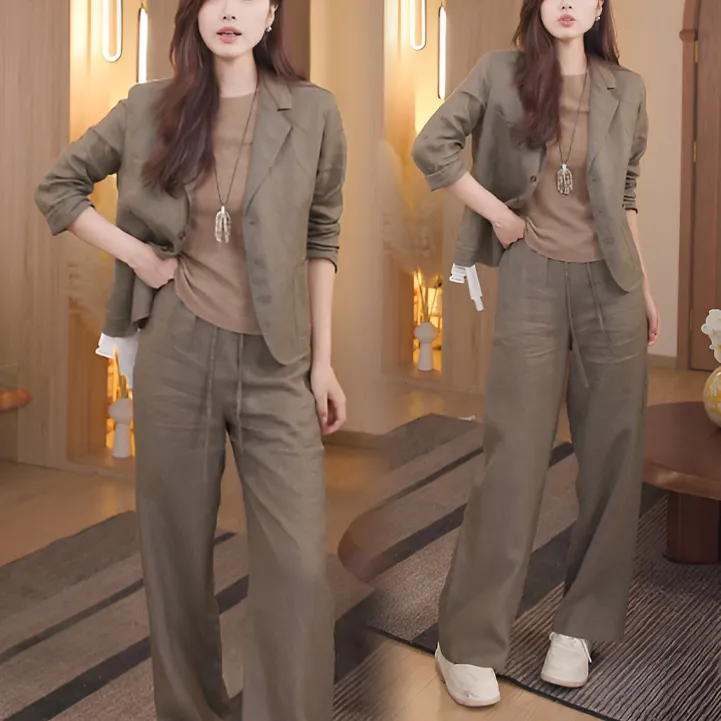 2025年早秋新款法式优雅知性职业通勤西装套装翻领上衣裤子两件套