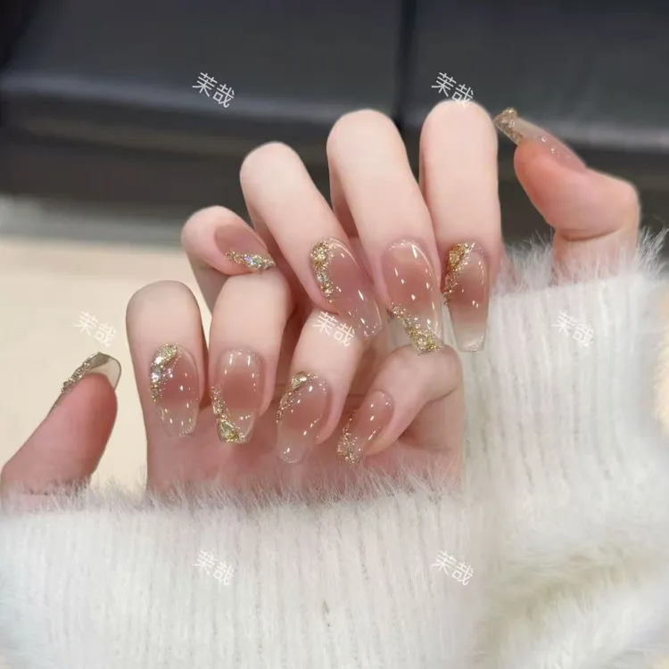 茉哉【乌龙拿铁】纯手工定制美甲拆卸穿戴甲A4192