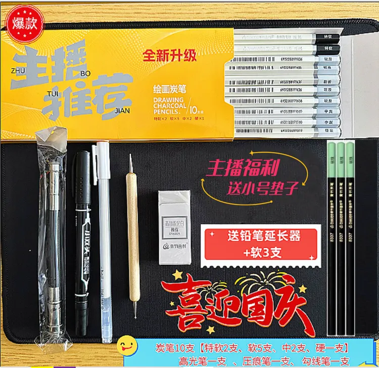 Chinjoo/青竹画材【老师同款】炭笔套装新款绘画炭笔风景水墨画