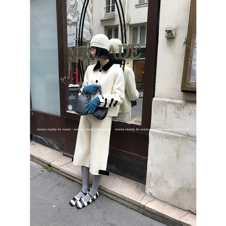 【Mona张绮贤】MONA100羊毛双面呢外套中腰套装 O125M15519