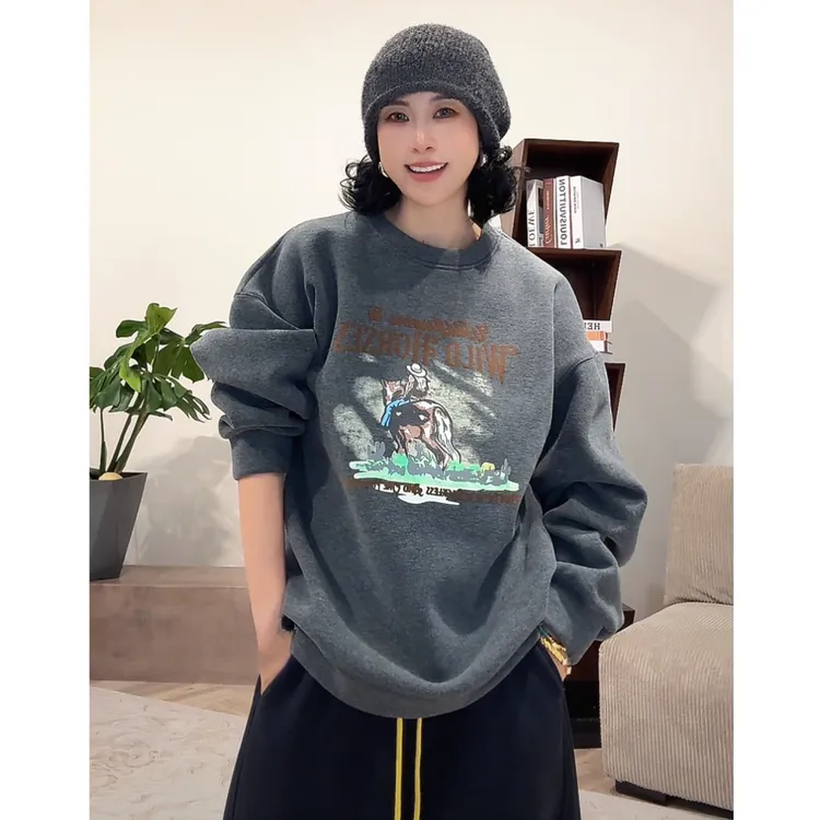 ZUOXIAOQI自由人植绒加绒加厚卫衣22（衣长68-72/胸围130-138）