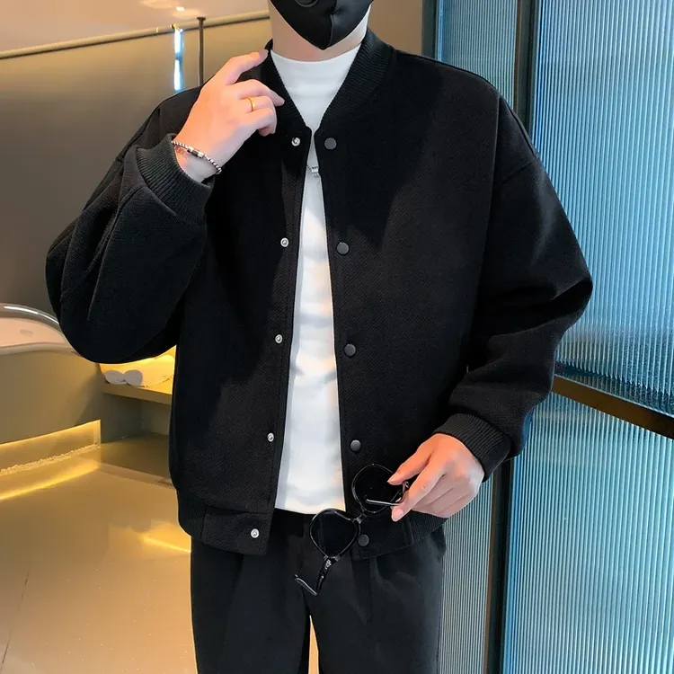 痞帅棒球领夹克男士春秋季潮牌高级感轻奢外套冬装加厚休闲上衣服