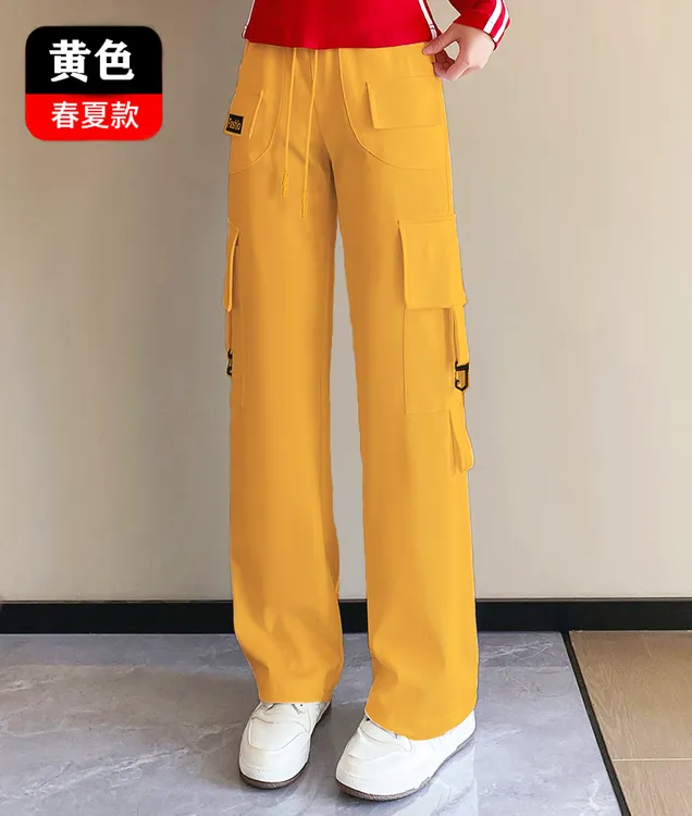 2025春夏广场舞服装新款百搭潮流休闲阔腿工装裤宽松束脚裤子女