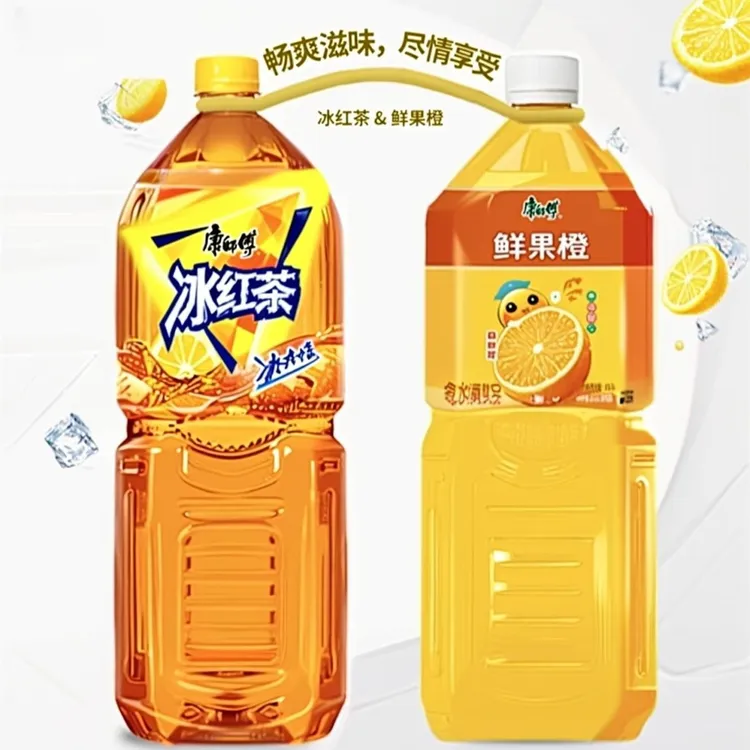 康师傅冰红茶2l升绿茶整箱大瓶装鲜果橙茉莉蜜茶鲜果橙冰糖500ml