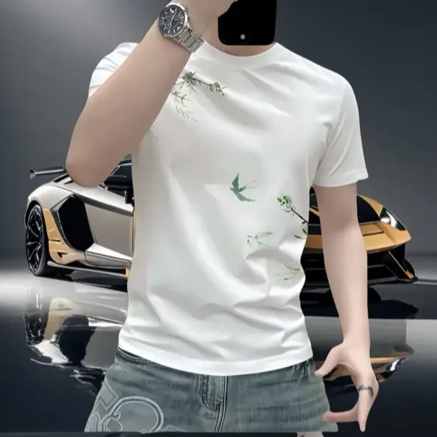 夏季国风复古创意印花短袖t恤男士重磅纯棉情侣半袖潮牌休闲上衣