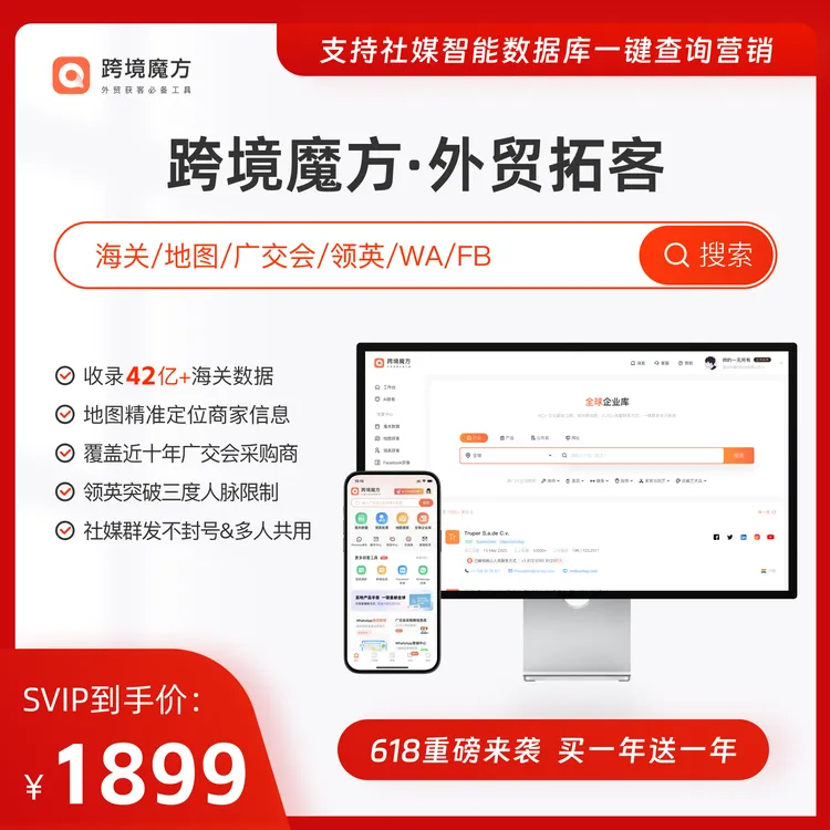 跨境魔方【SVIP会员年卡送1年 】外贸获客必备工具 手机号实时开通商品图