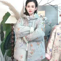 【连帽长款】棉服秋冬汉元素中国风宽松型印花中式厚棉袄376378379