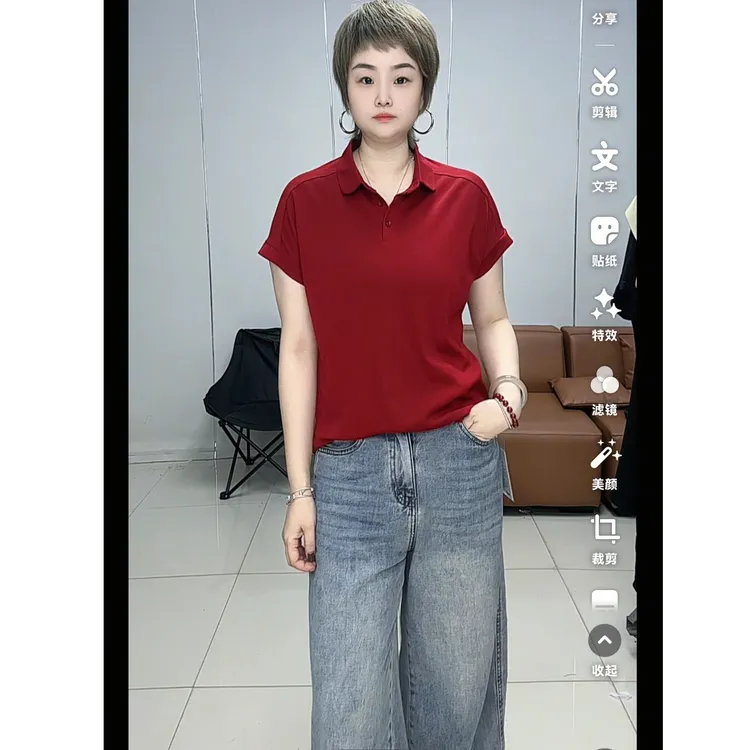 小施家设计版时尚翻领显瘦高货T恤5592