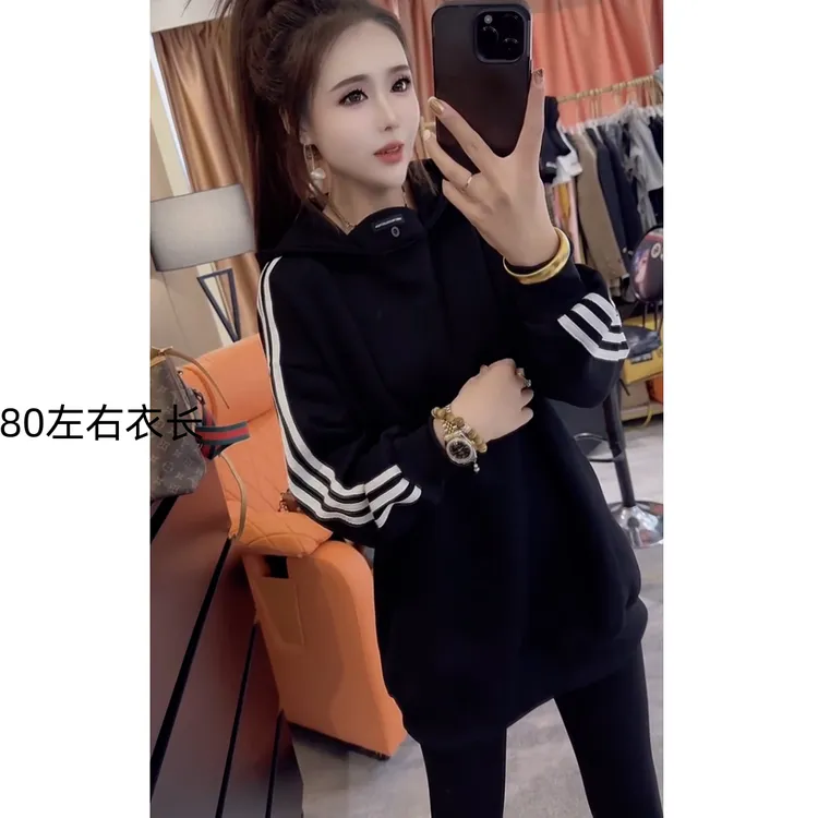 中长款套头卫衣重工慵懒风女士2025新款宽松连帽卫衣早秋爆款外套