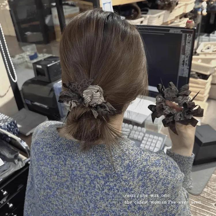 韩系小众编织蝴蝶结大肠发圈女款显发量丸子头发绳高级感马尾头绳