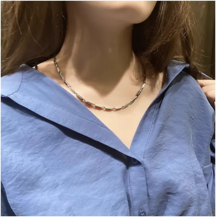 钛钢项链 原创设计气质ins菱形瓜链钛钢不掉色项链女生宝藏韩版男