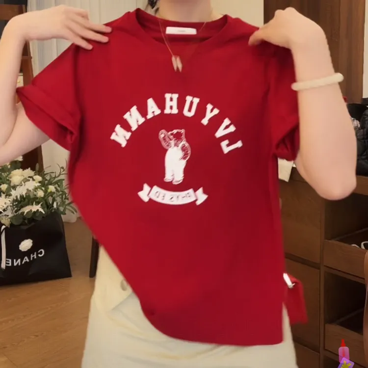 夏季韩系舒适正肩T恤女2025夏季新款复古显白显瘦上衣时尚百搭