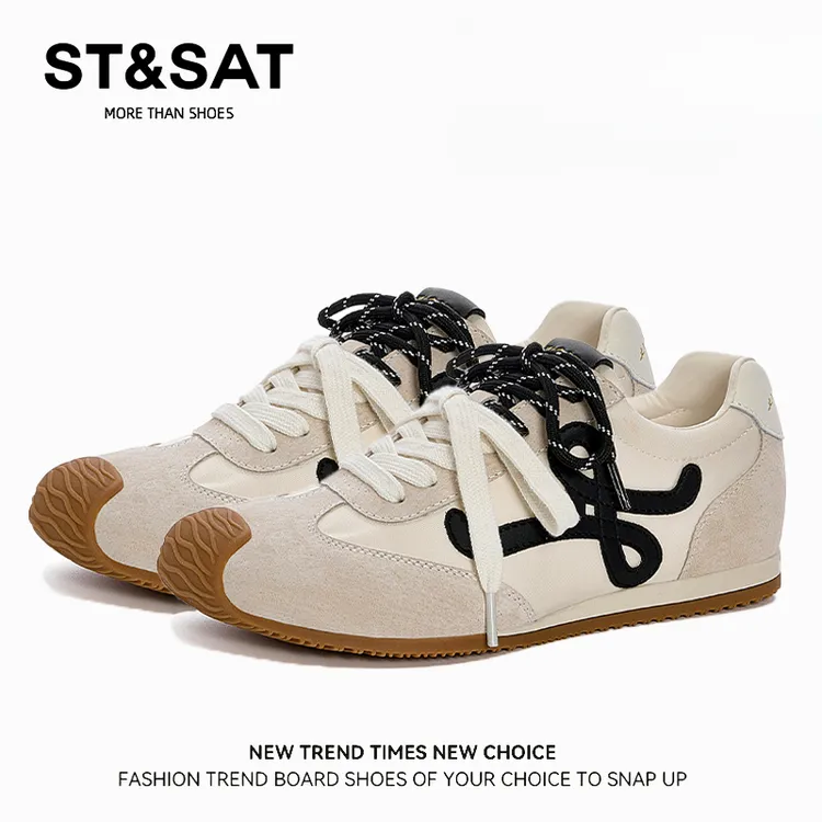 星期六爆款复古平底女跳操厚底芭蕾风时尚百搭阿甘鞋鞋子德训鞋