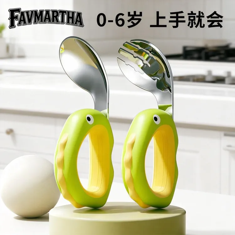 FAVMARTHA宝宝勺子婴儿学吃饭训练叉勺一岁儿童自主进食辅食勺子