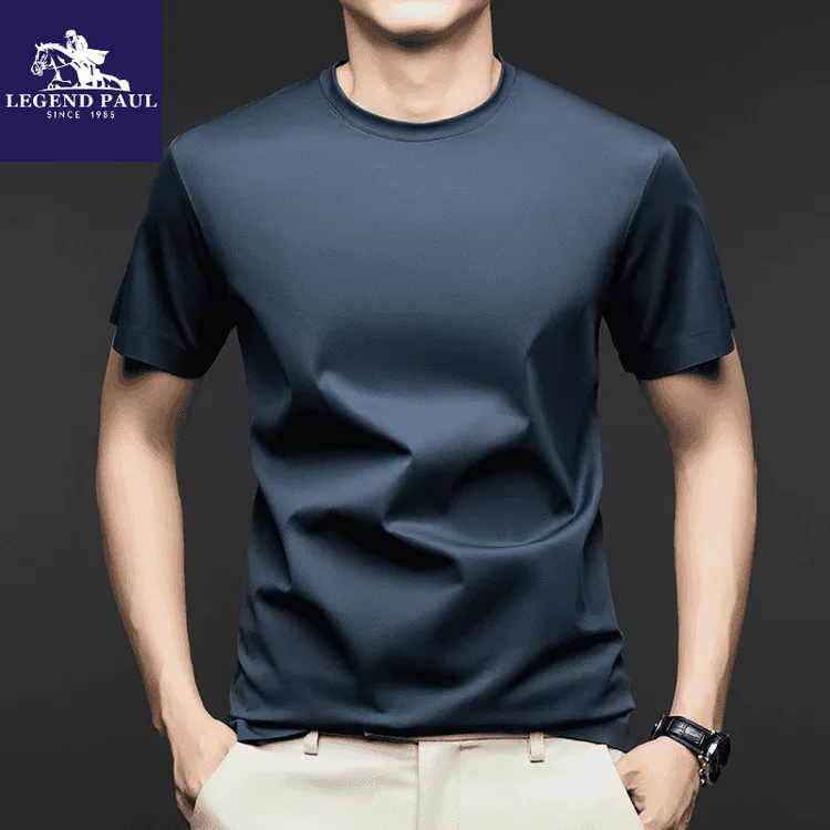 【桑蚕丝】传奇保罗男士短袖圆领T恤锦氨无痕打底上衣净版简约高弹