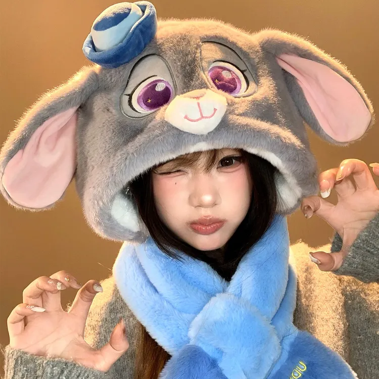 正版朱迪尼克狐毛绒帽女冬季耳朵会动帽子保暖防寒护耳可爱雷锋帽