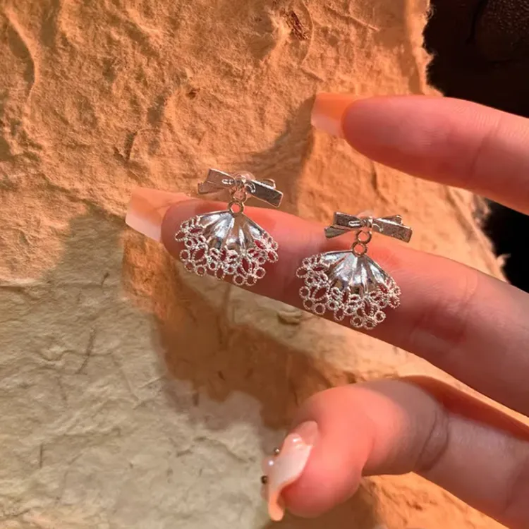 合金耳饰 蝴蝶结芭蕾风两戴后挂式耳环女轻奢高级感耳钉饰品气质