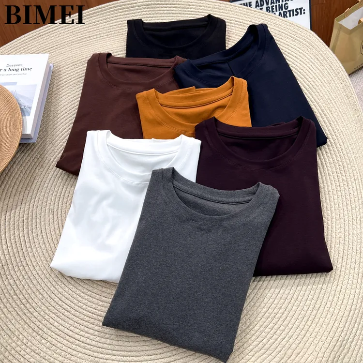 必魅-设计感2025秋冬新款纯色长袖T恤百搭显瘦上衣打底衫59195