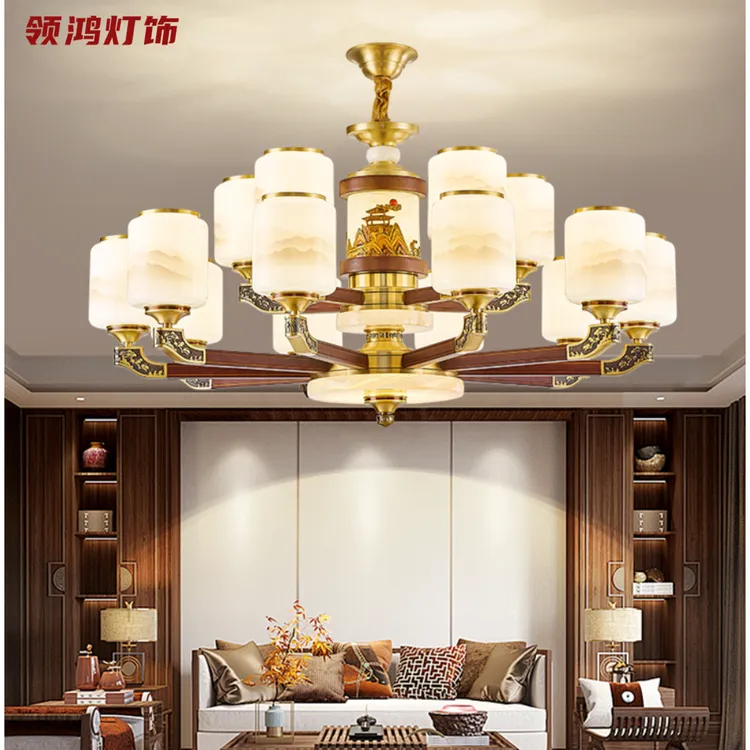 新中式客厅别墅复式楼广东中山客厅灯2025最新灯具灯饰2025最新款