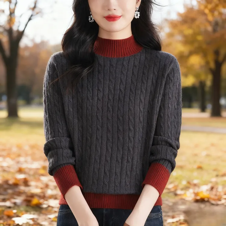 鄂尔多斯市2025秋冬款羊毛衫妈妈打底本命年毛衣女短款小个子加厚