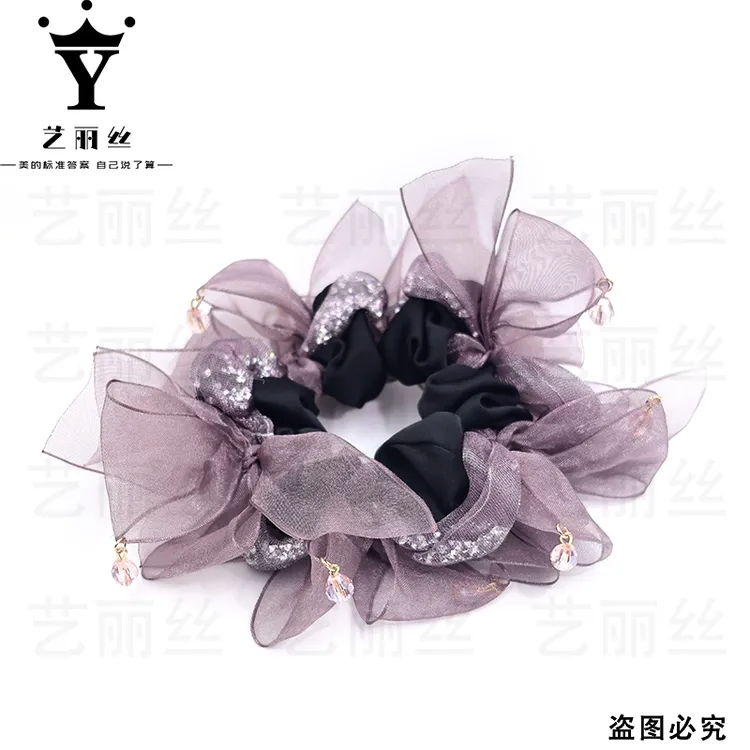 艺丽丝赫本王妃[时光星坠]精致气质纱纱小钻发圈大肠发圈YL1408商品图