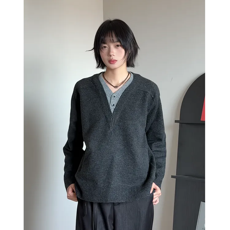MaxDstr 「老钱新贵 羊毛纱线」深V领毛衣男秋冬高级感针织衫
