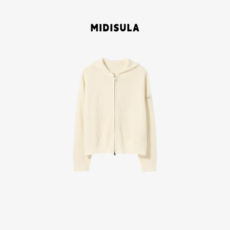 MDSL·韩系极简时尚洋气轻奢连帽拉链羊毛帽衫#02045