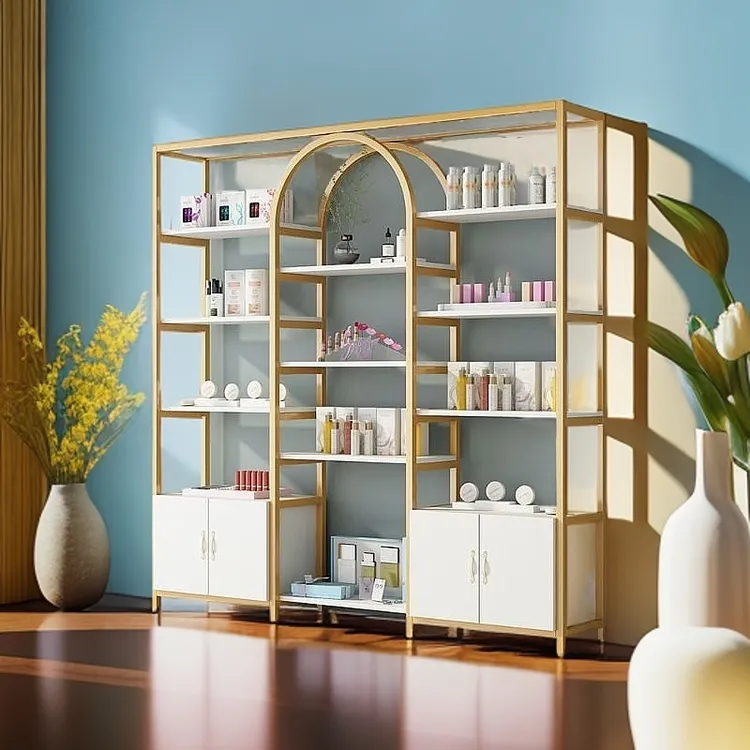 轻奢展示架美甲展示架客厅隔断货架美容院办公室置物架指甲油展柜