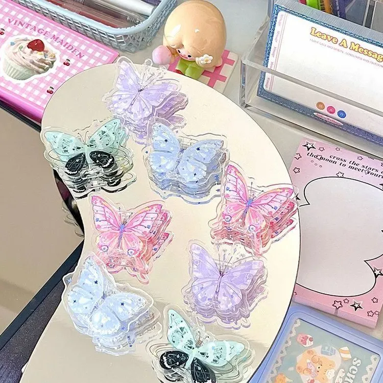 亚克力蝴蝶夹子ins风少女心pp夹试卷夹照片夹双面边角夹