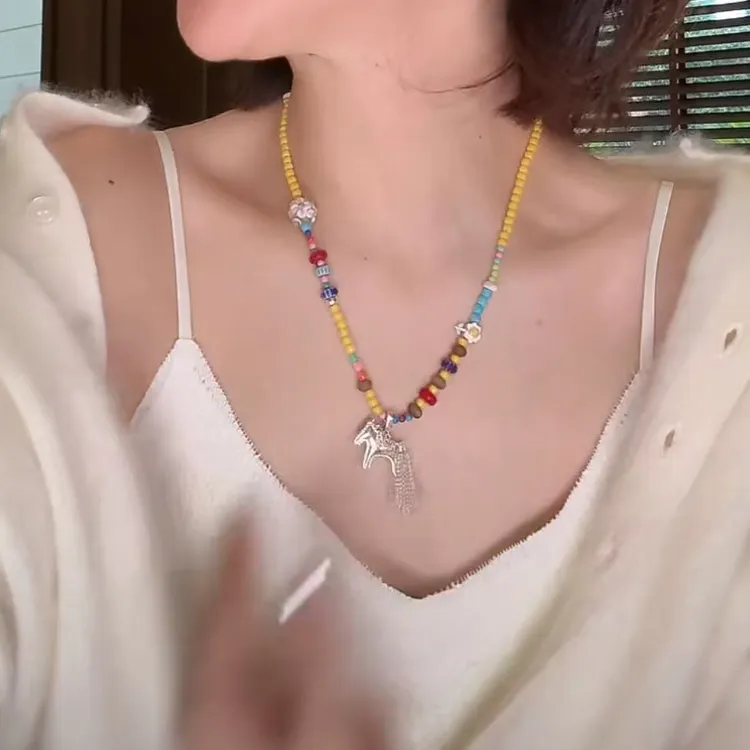 灯小炮 坠链均925银仿水晶 【sweet smile】多巴胺项链（49cm）（8974）