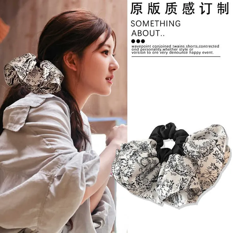 法式超大号水墨染裙摆大肠发圈女气质头绳发饰简约皮筋低马尾发绳