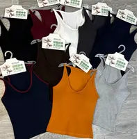 【高品质乳胶】螺纹棉挂脖吊带背心女秋季落日橙美背多巴胺橘色2703