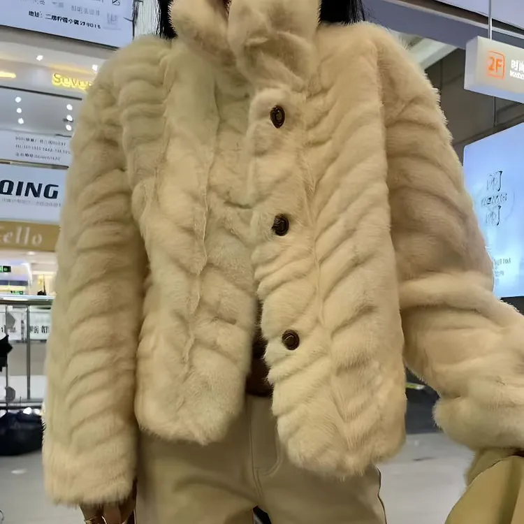 短款常规法式厚款女立领短外套#00124